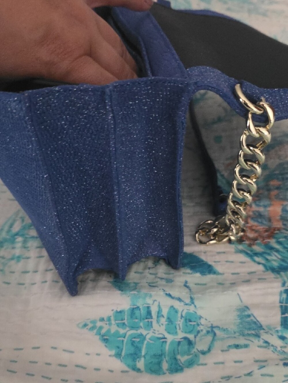 BRAHMIN PURPLE ROYAL BLUE GLITTER SHIMMER PURSE - Picture 8 of 9